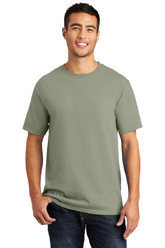 Men's short-sleeve classic muted-sustainable-reclaimed shirt-Port & Company Mens Beach Wash Short Sleeve Crewneck T-Shirt - Walnut