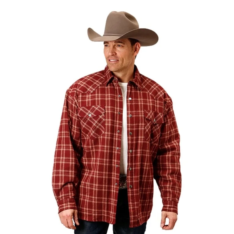 Men's protective motorcycle jackets-Roper Western Jacket Mens Shirt Jac Plaid Flannel 03-097-0719-5694 WI