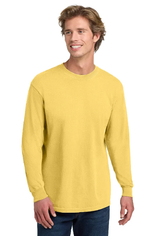 Men's short-sleeve retro cool-whisper-linen tee-Comfort Colors Mens Long Sleeve Crewneck T-Shirt - Butter Yellow