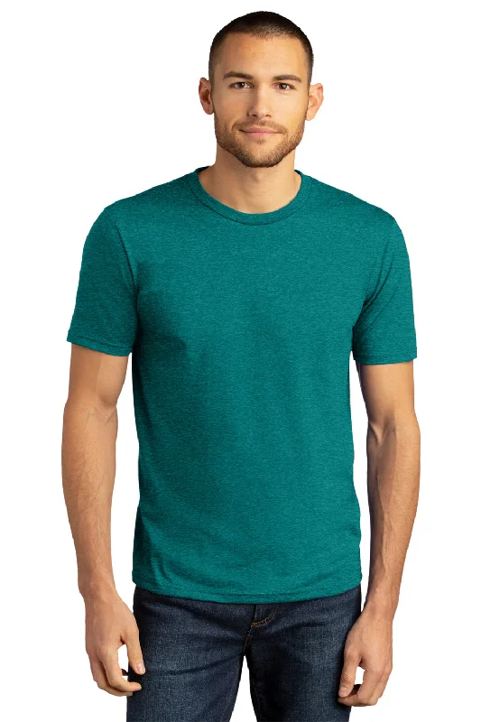 Men's short-sleeve sporty fierce-print shirt-District Mens Perfect DTG Short Sleeve Crewneck T-Shirt - Heather Teal Green