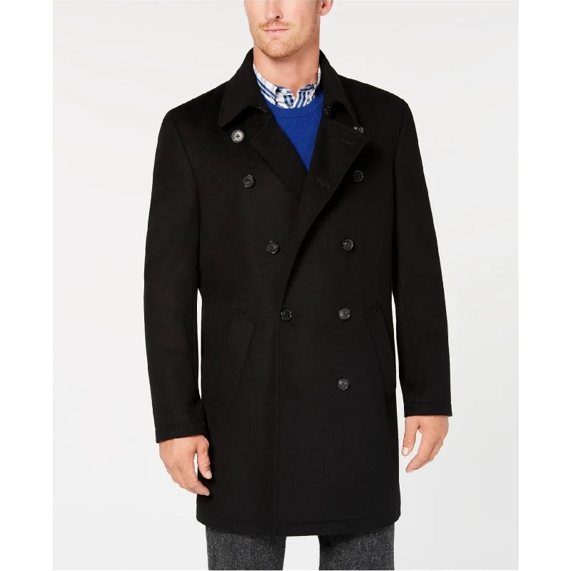 Men's classic aviator jackets-Ryan Seacrest Mens Modern-Fit Overcoat Dress, Black, 42 Long