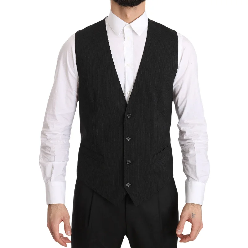 Men's casual hiking jackets-Dolce & Gabbana Elegant Gray Formal Vest - Regular Men's Fit