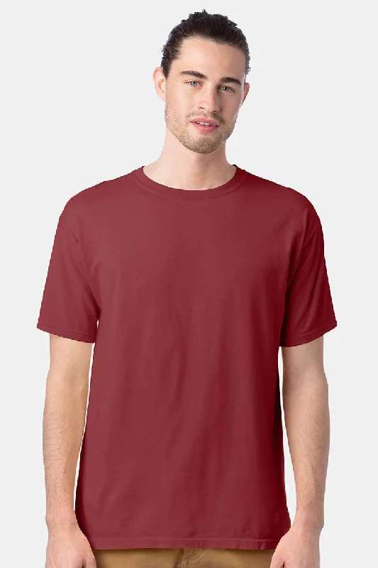 Men's short-sleeve subtle soft-olive top-ComfortWash By Hanes Mens Short Sleeve Crewneck T-Shirt - Cayenne Red