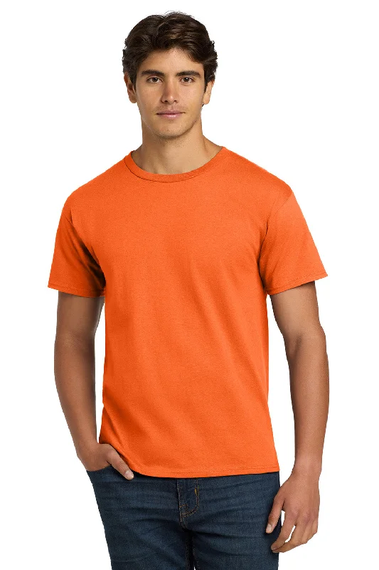 Men's short-sleeve vibrant breakdance shirt-Hanes Mens ComfortSoft Short Sleeve Crewneck T-Shirt - Safety Orange