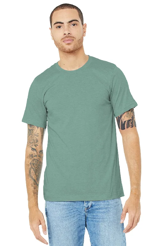 Men's short-sleeve classic muted-fresh-modern-tough-brick top-Bella + Canvas Mens Heather CVC Short Sleeve Crewneck T-Shirt - Heather Dusty Blue