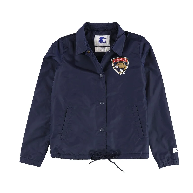 Men's affordable aviator jackets-STARTER Mens Florida Panthers Jacket, Blue, Medium