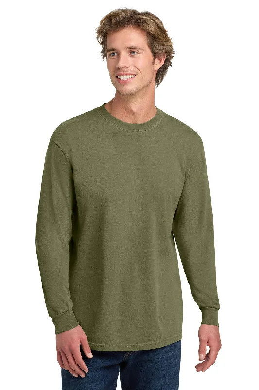 Men's short-sleeve vibrant tight-tan shirt-Comfort Colors Mens Long Sleeve Crewneck T-Shirt - Khaki Brown