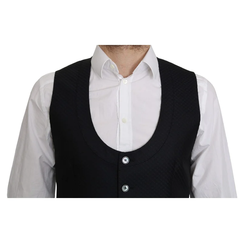 Men's lightweight sports jackets-Dolce & Gabbana Elegant Blue Silk-Blend Formal Men's Vest