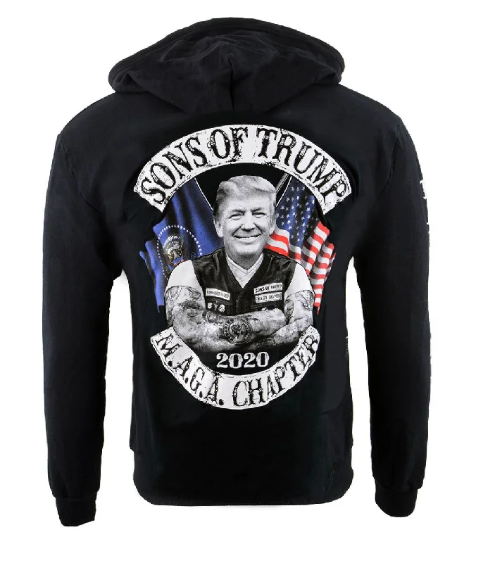 men's-hoodie-with-hood-summit-Biker Clothing Co. BCC118007 Men's Black 'Sons of Trump' Motorcycle Hoodie