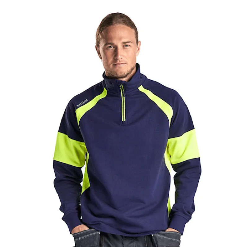 men's-hoodie-with-sleeve-field-Blaklader 3550 1/4 Zip Sweatshirt with Hi-Vis Panels