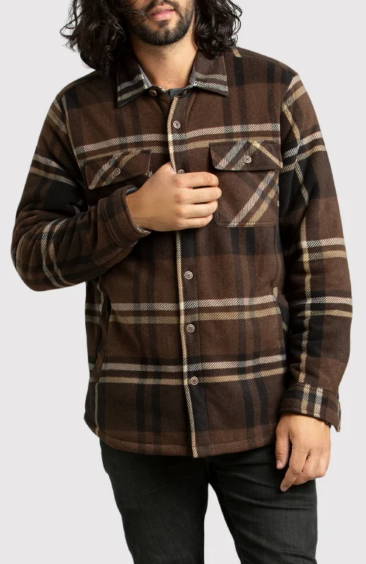 Men's long parka jackets-Brown Polar Fleece Shirt Jacket