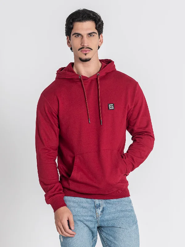 men's-hoodie-with-sleeve-tract-Burgundy GK Plaque Hoodie