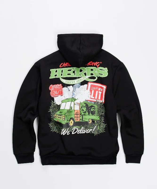 men's-hoodie-with-sleet-design-Cheech & Chong Back Print Hoodie - Black