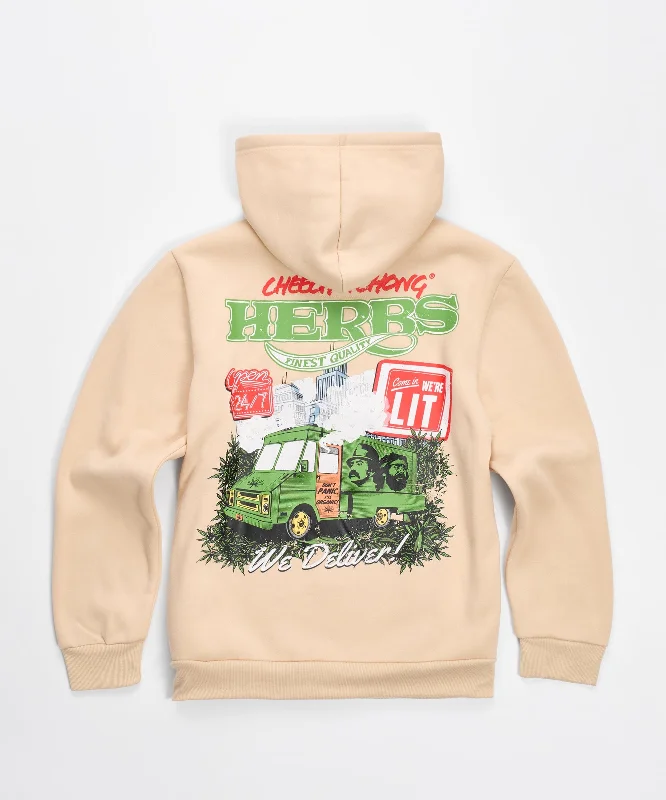 men's-hoodie-in-bluff-green-Cheech & Chong Back Print Hoodie - Khaki