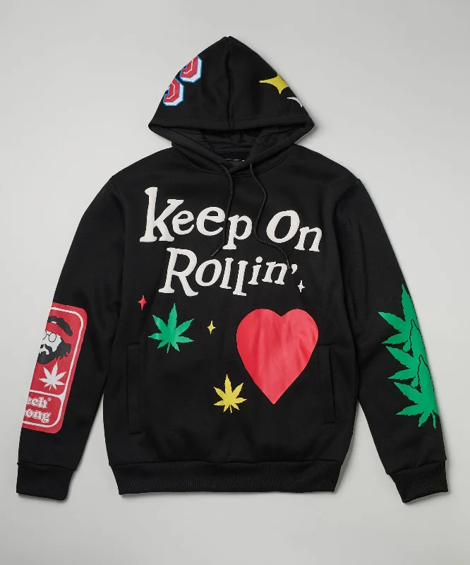 men's-hoodie-with-hood-dell-Cheech & Chong Keep On Rolling Hoodie - Black