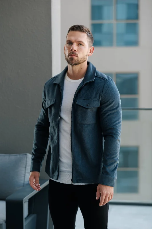 Men's casual workout jackets-FS Brushed Zipped Plain Jacket Charcoal - FSN176