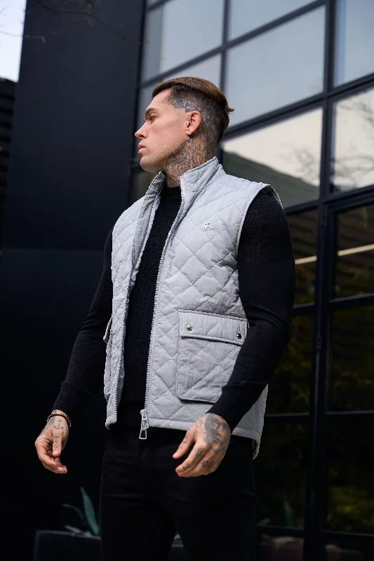 Men's trendy sports jackets-FS Grey Padded Gilet With Front Pockets  - FSN211 (PRE ORDER 14TH DECEMBER)