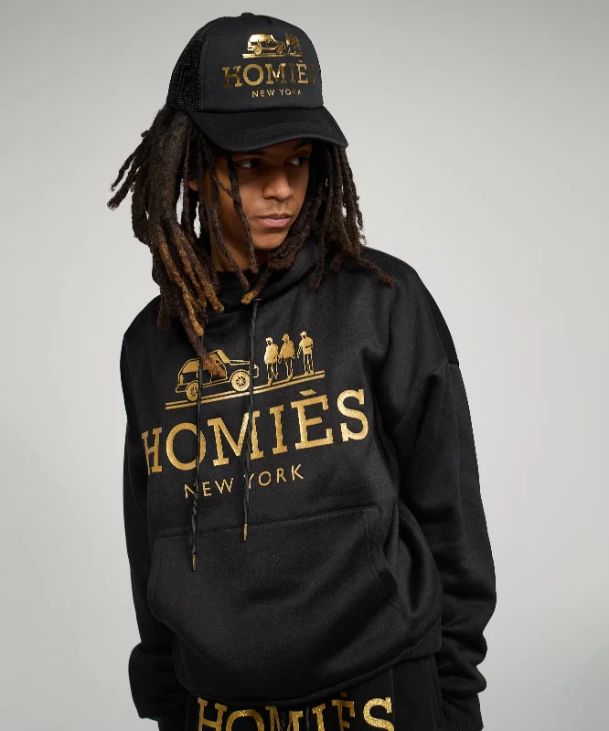 men's-hoodie-for-snow-flying-Homies Foil Fleece Hoodie - Black