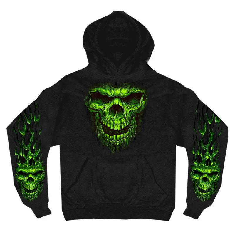 men's-hoodie-for-ice-diving-Hot Leathers GMS4023 Men’s Shredder Skull Black Hoodie Sweatshirt