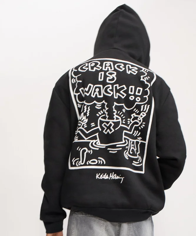 men's-hoodie-for-snow-rowing-Keith Haring Crack Is Wack Hoodie - Black