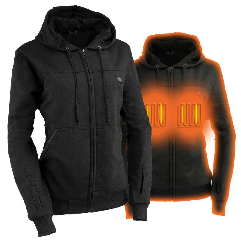 men's-hoodie-with-sleeve-twist-Nexgen Heat MPL2717DUAL Technology Women's Heated Hoodie - Black Sweatshirt Jacket for Winter Season w/Battery Pack