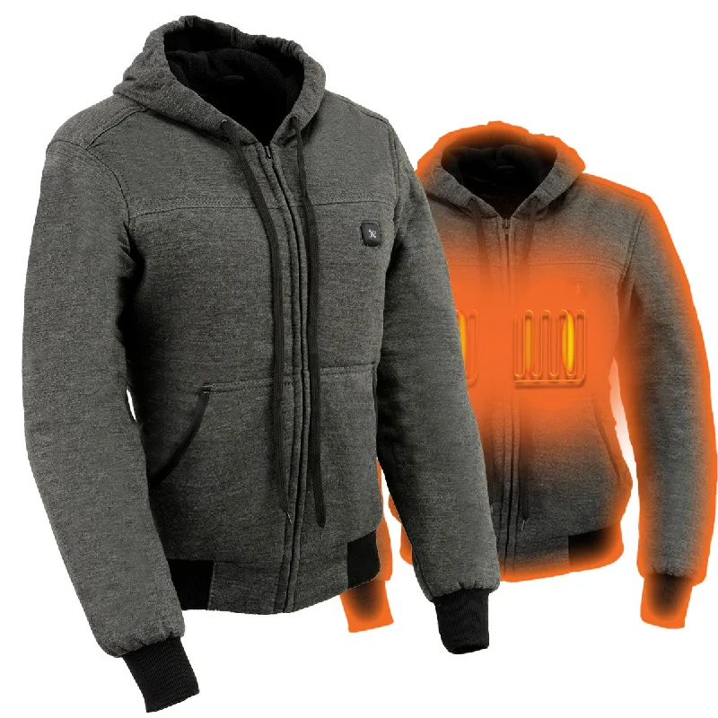 men's-hoodie-with-sleeve-peak-Nexgen Heat MPL2713SET Women Grey 'Heated' Front Zipper Fiery Hoodie Jacket for Outdoor Activities w/ Battery Pack