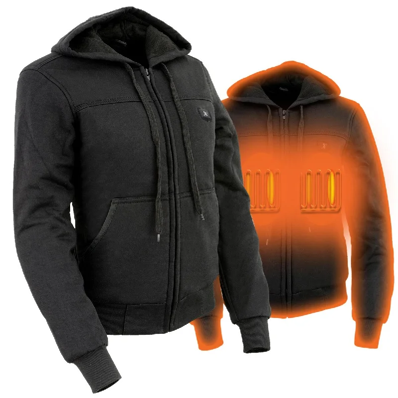 men's-hoodie-with-sleeve-dell-Nexgen Heat MPL2713SET Women Black 'Heated' Front Zipper Fiery Hoodie Jacket for Outdoor Activities w/ Battery Pack