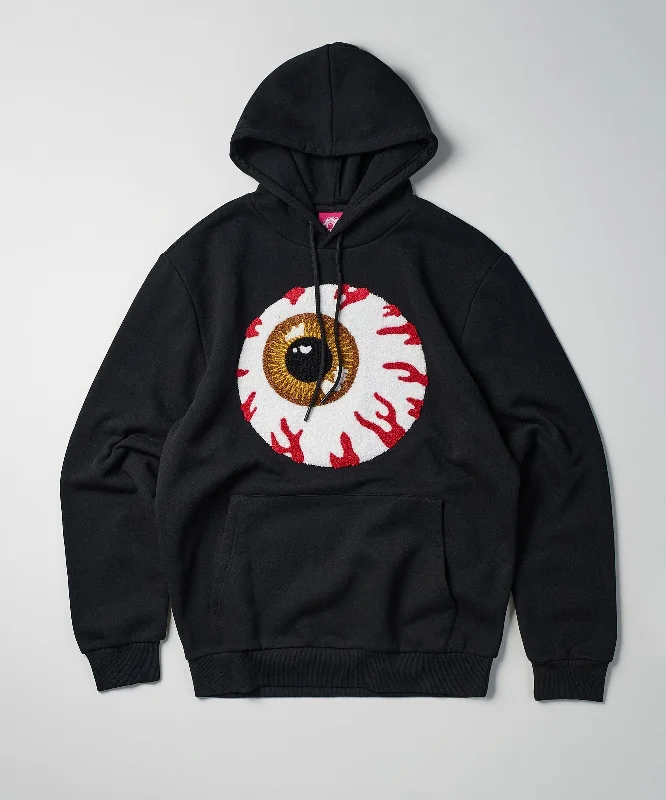 men's-hoodie-with-poplin-texture-Mishka Jumbo Keep Watch Chenille Patched Hoodie - Black