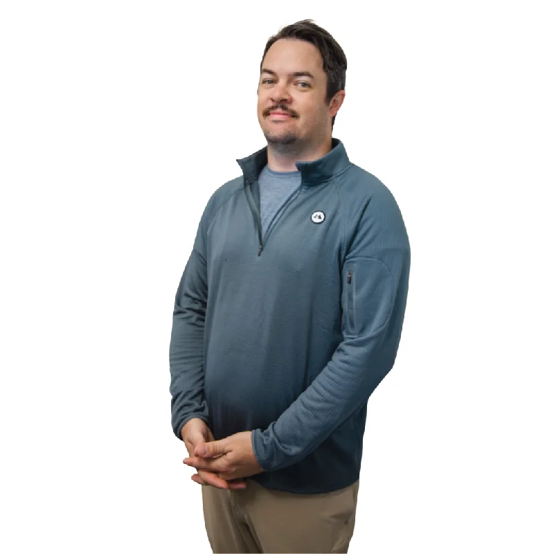 Men's navy fleece jackets-Mountain Sports Men's Waffle Quarter Zip