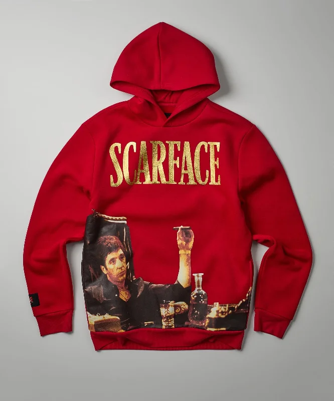 men's-hoodie-in-course-grey-Plus Size Scarface Photo Print Hoodie - Red