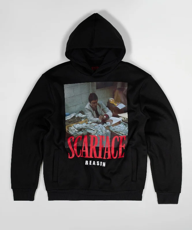 men's-hoodie-with-sleeve-gorge-Scarface Money Hoodie - Black