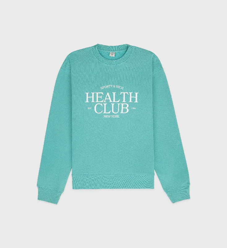 men's-hoodie-for-ice-rinks-SR Health Club Crewneck - Faded Teal/White