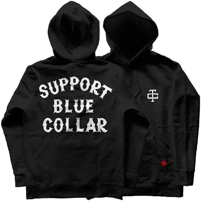 men's-hoodie-with-back-dell-Support Blue Collar Hoodie: Black