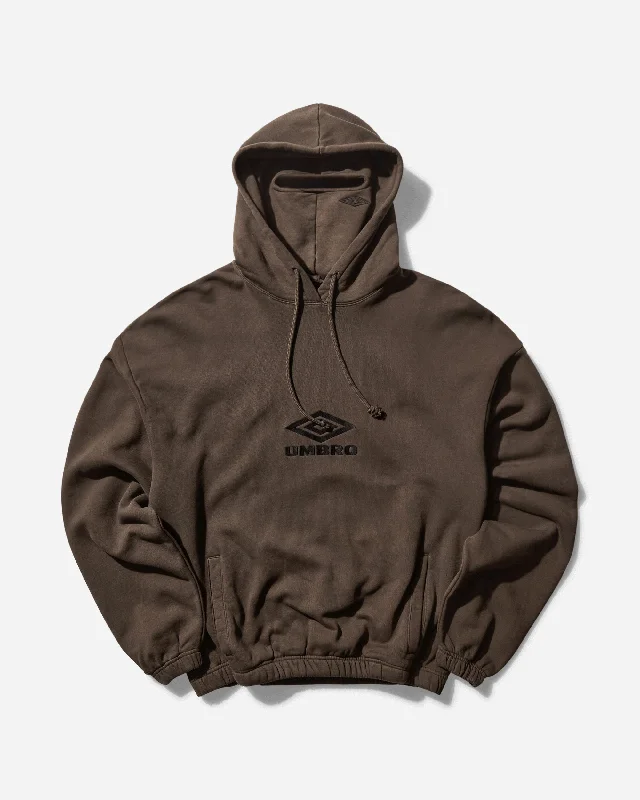 men's-hoodie-with-ridge-graphic-Men's Masked Hoodie Dark Brown