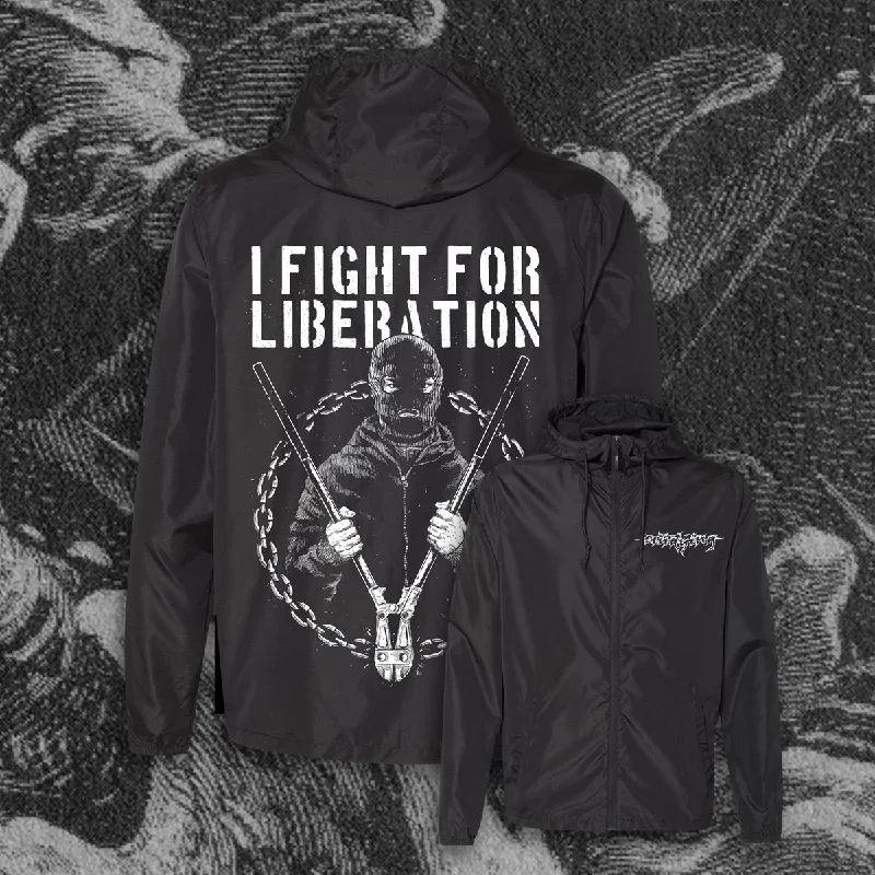 Men's olive utility jackets-UNDYING "FOR LIBERATION"  ZIP UP WINDBREAKER