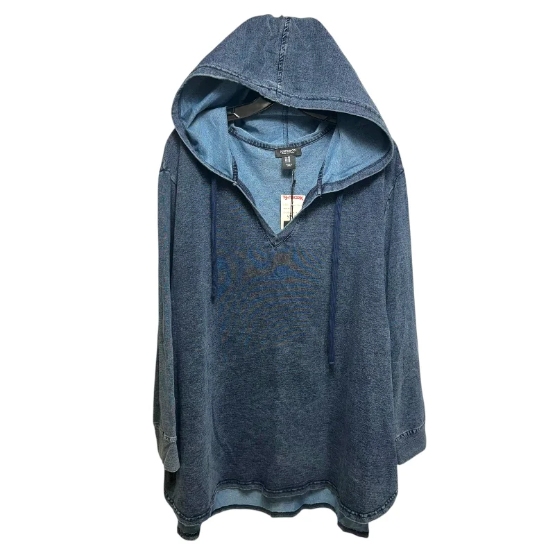 Men's short-sleeve casual bold-rich-boxy-spiral tee-Hooded Tunic By Jones And Co In Blue, Size: 3x