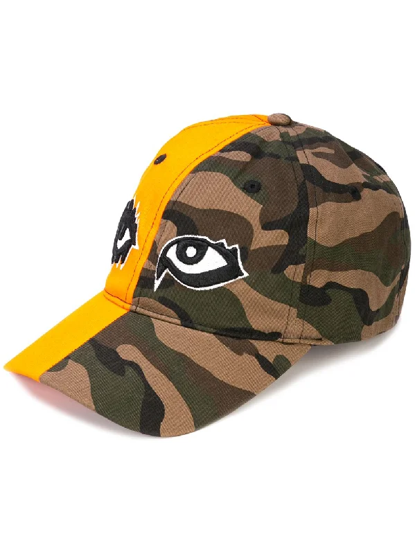 Men's short-sleeve bold rich-sporty-subtle-soft-olive top-SIGNATURE EYES DAD HAT CAMO/ ORANGE