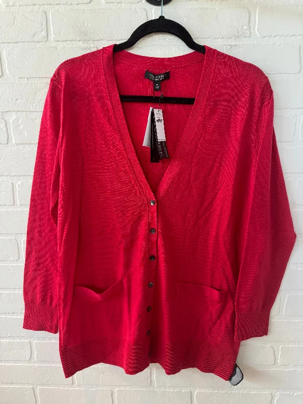 Men's short-sleeve bold rich-maroon shirt-Sweater Cardigan By Banana Republic In Red, Size: M