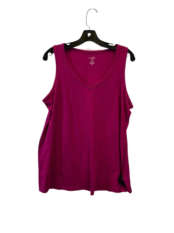 Men's short-sleeve stylish sleek-neutral-casual-light-pattern tee-Top Sleeveless Basic By Just Be In Pink, Size: 1x