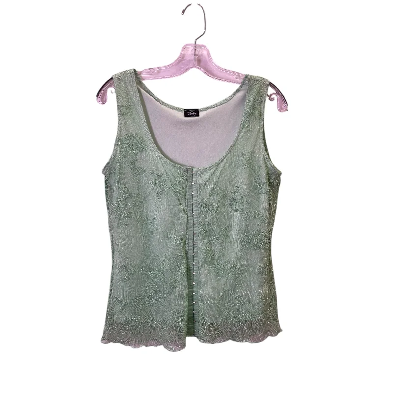 Men's short-sleeve plush mock-neck tee-Top Sleeveless Basic By Vanity In Green, Size:S