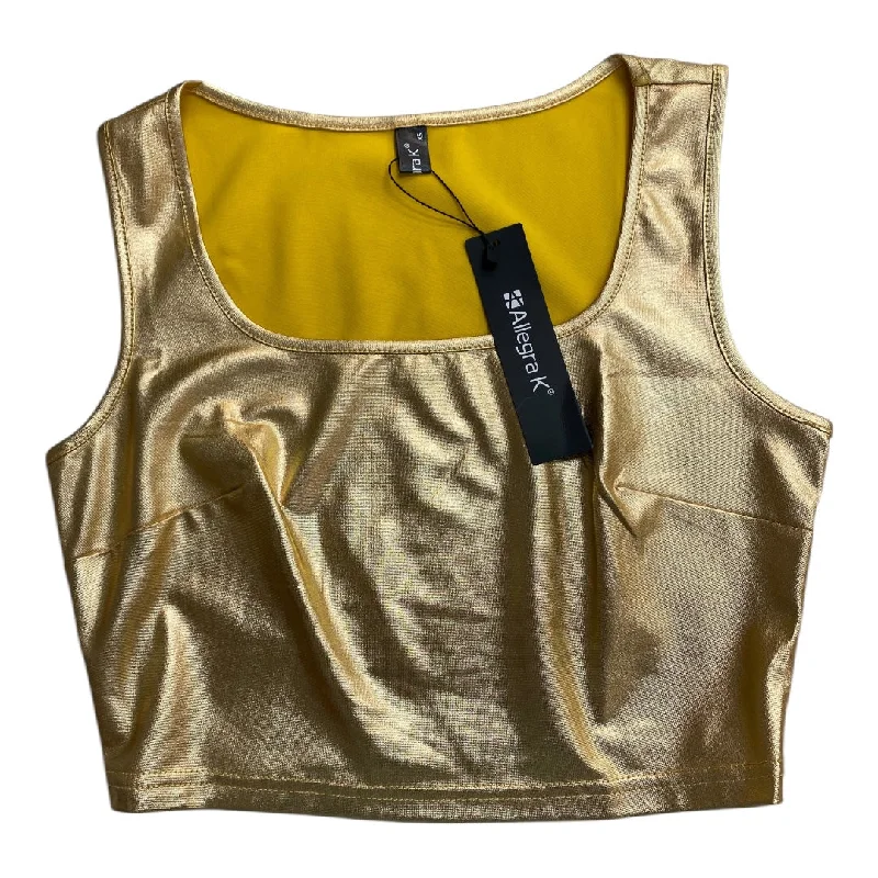 Men's short-sleeve subtle soft-trendy-fresh-citron shirt-Top Sleeveless By Allegra K In Gold, Size: Xs