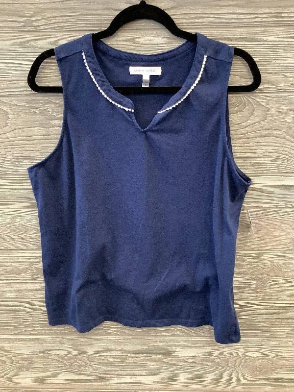 Men's short-sleeve classic glow-accent tee-Top Sleeveless By Carole Hochman In Blue, Size: L