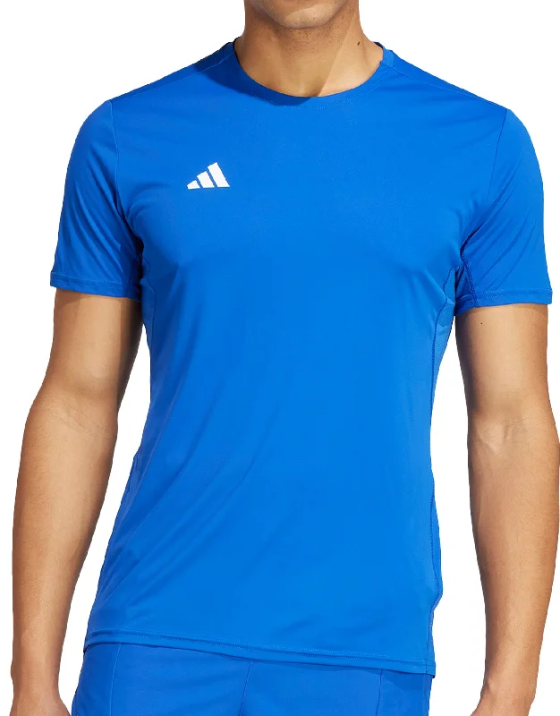 Men's short-sleeve bright slim-azure top-adidas Adizero Essentials Short Sleeve Mens Running Top - Blue