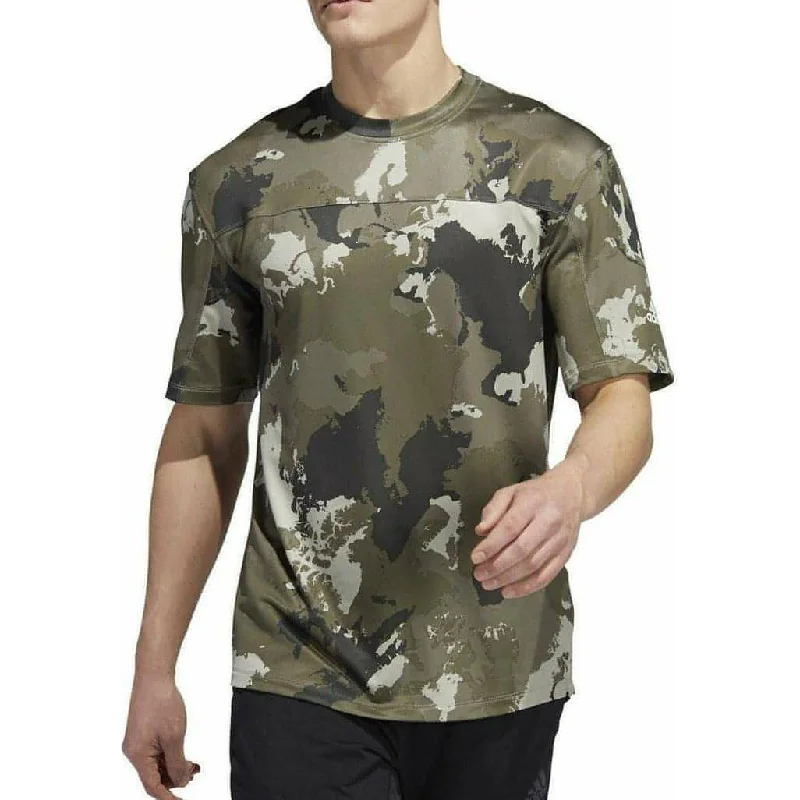 Men's short-sleeve structured quilted tee-adidas Continent Camo City Short Sleeve Mens Training Top - Green