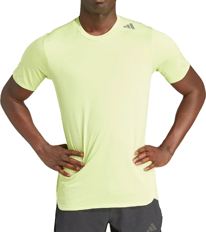 Men's short-sleeve muted fresh-modern-smooth-side-pocket top-adidas Designed 4 Training Short Sleeve Mens Training Top - Green