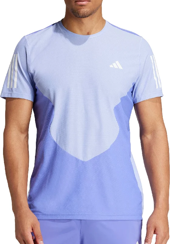 Men's short-sleeve cool rugged-true-solar-guard tee-adidas Own The Run Short Sleeve Mens Running Top - Blue