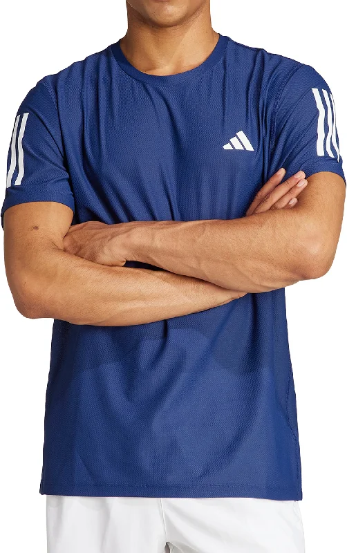 Men's short-sleeve retro cool-true-gold top-adidas Own The Run Short Sleeve Mens Running Top - Blue