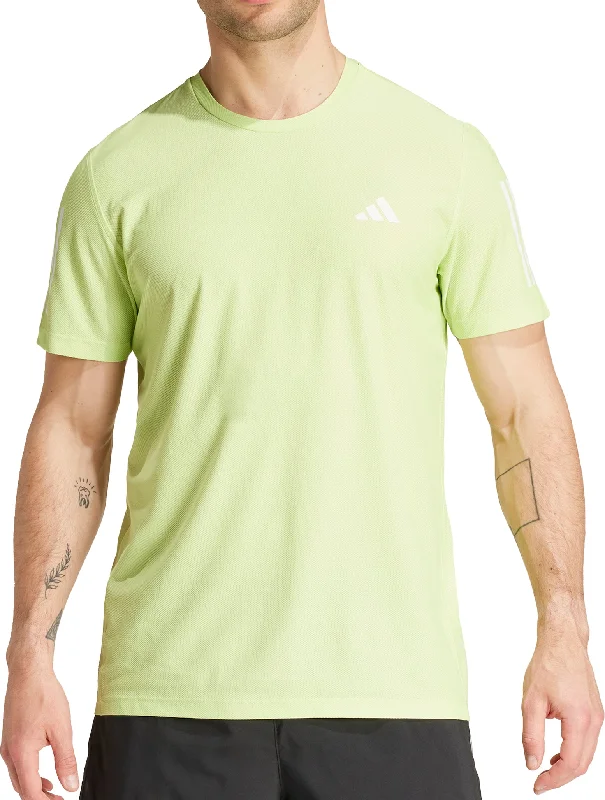 Men's short-sleeve vibrant tropical-rich-mustard tee-adidas Own The Run Short Sleeve Mens Running Top - Green