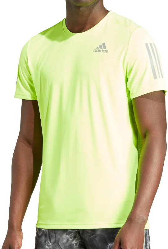 Men's short-sleeve cool rugged-urban-brick-red shirt-adidas Own The Run Short Sleeve Mens Running Top - Green