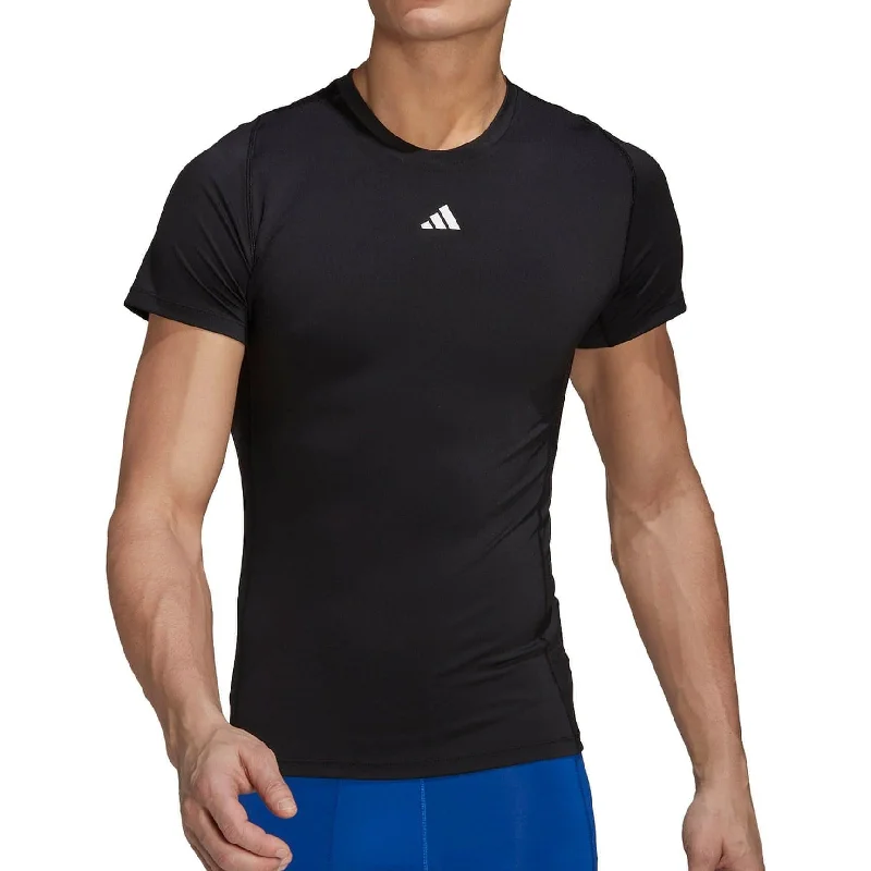 Men's short-sleeve urban copper tee-adidas Tech Fit Short Sleeve Mens Training Top - Black